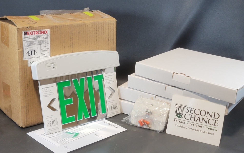 4 Exitronix Emergency Lighting Barron LED Thermoplastic Edgelit Exit Sign