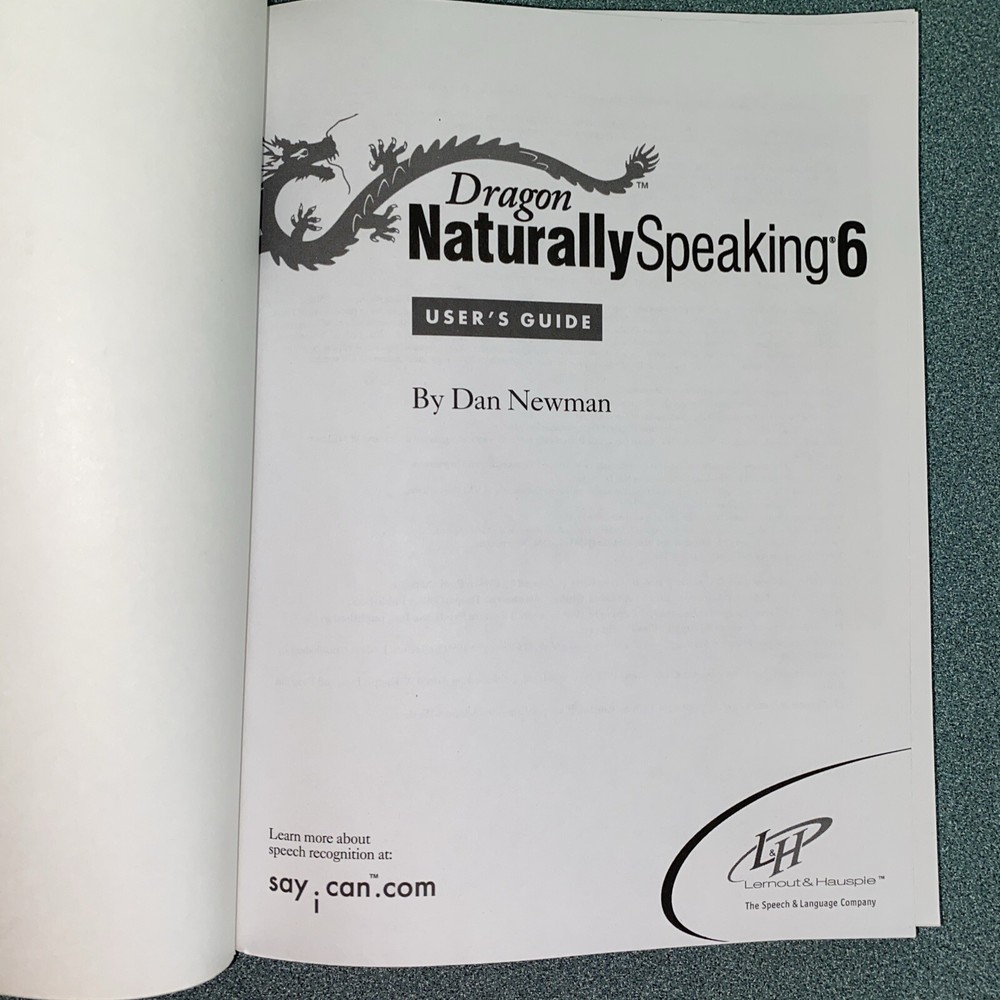 Dragon Naturally Speaking 6 User Guild Instruction Booklet Only