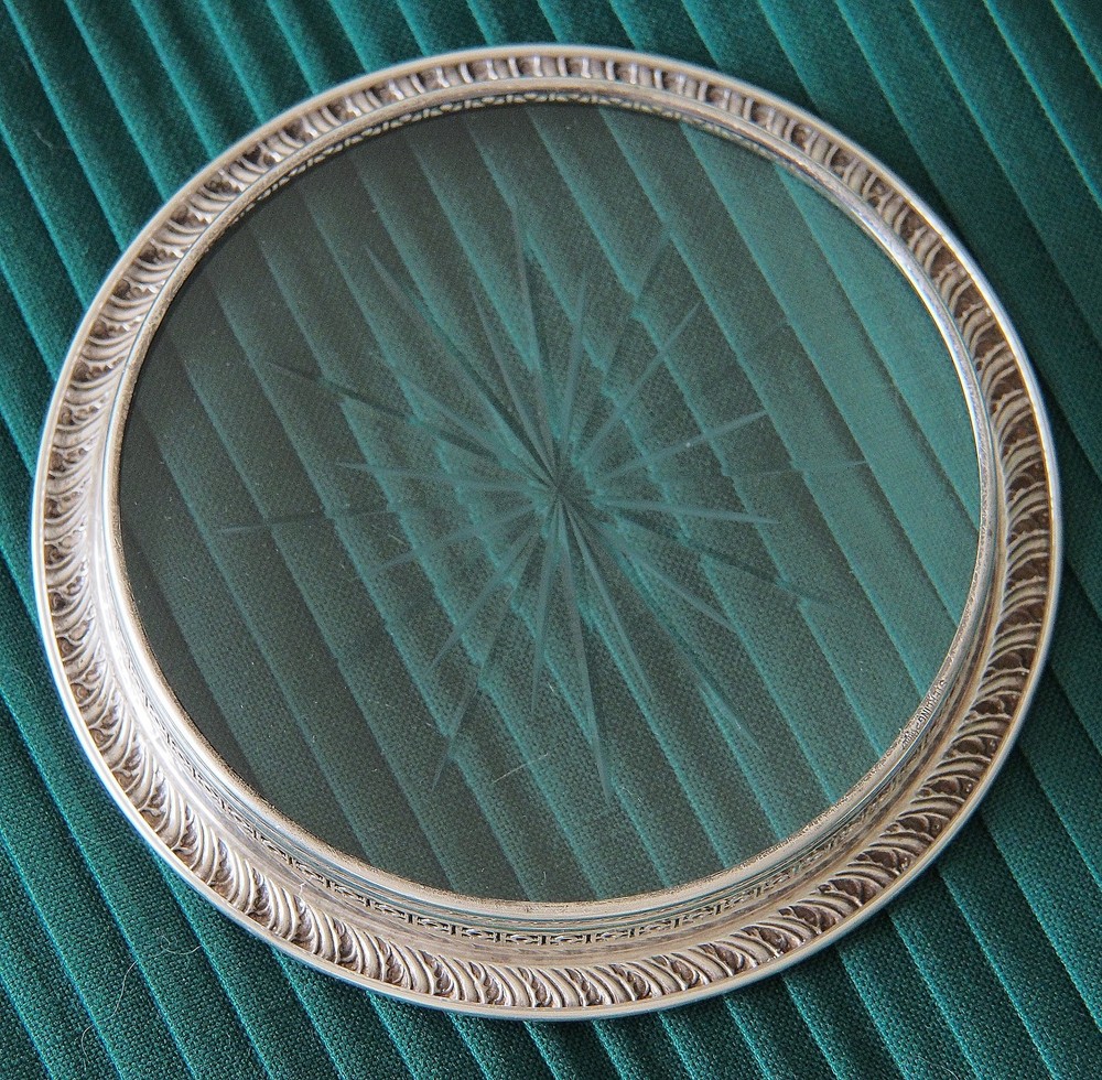 WEBSTER Vintage Sterling Silver Cut Glass Coaster