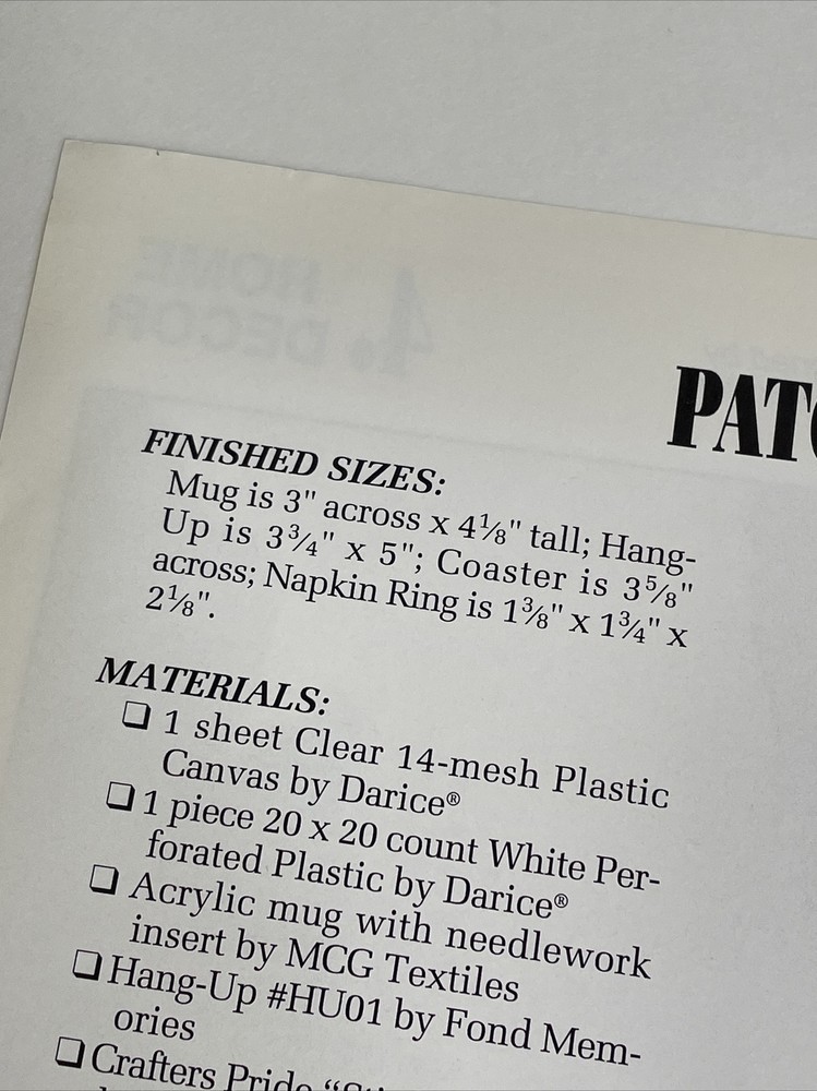 Patchwork Kitchen Coaster Mug Napkin Ring Annie's Plastic Canvas Pattern