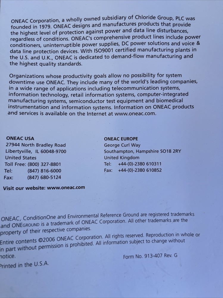 ONEAC Condition One Power Conditioner - PC180A