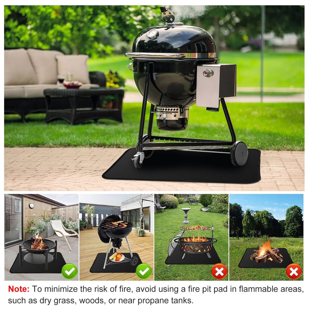 Multi-purpose 30"x48" Under Grill Mat Fireproof Waterproof Mat For Deck & Patio