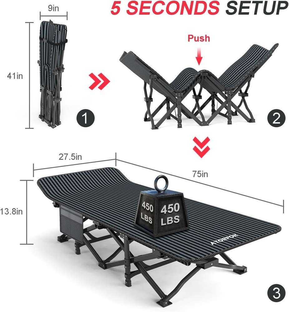 Folding Tent Cot for Adults - Comfortable Sleeping Solution