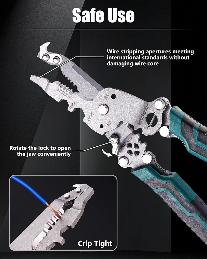 18 In 1 Foldable Ｗire Stripper, Folding Wire Stripping Crimper Tool, Multifunc
