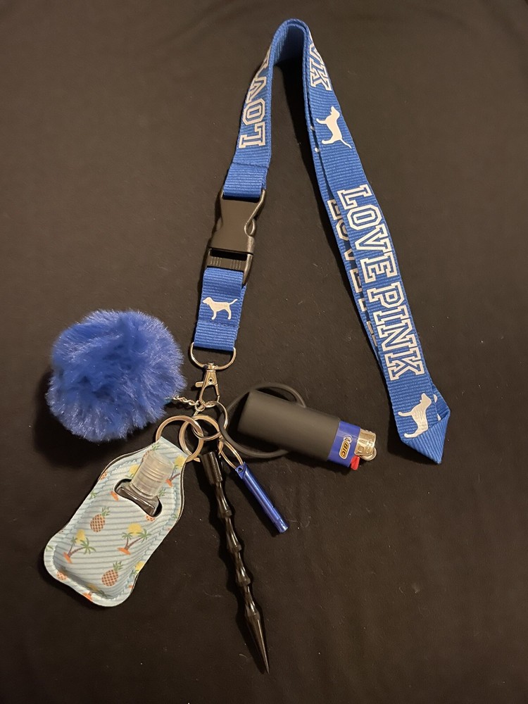 Pink Lanyard Key Chain Set