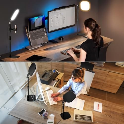 Zoom Lighting for Computer, Adjustable Desk Lighting for Video Black-1 pack