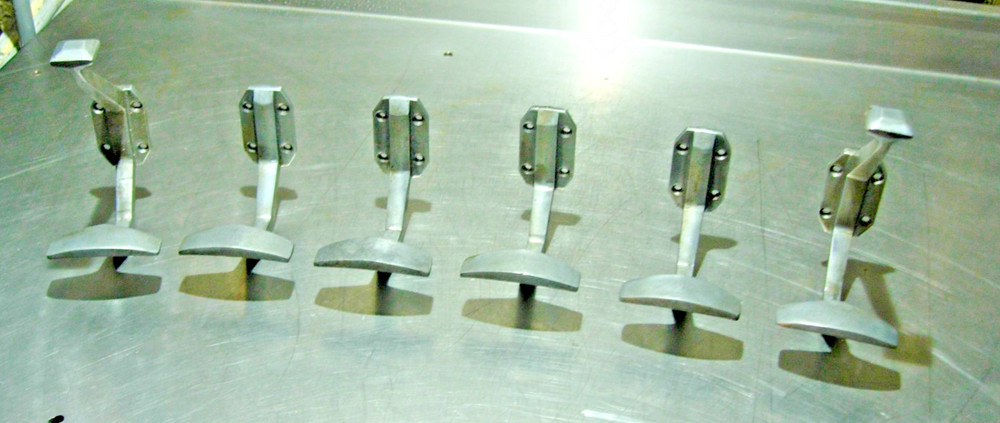 Set of 6 Original Angular Art Deco Aluminium Coat Hooks