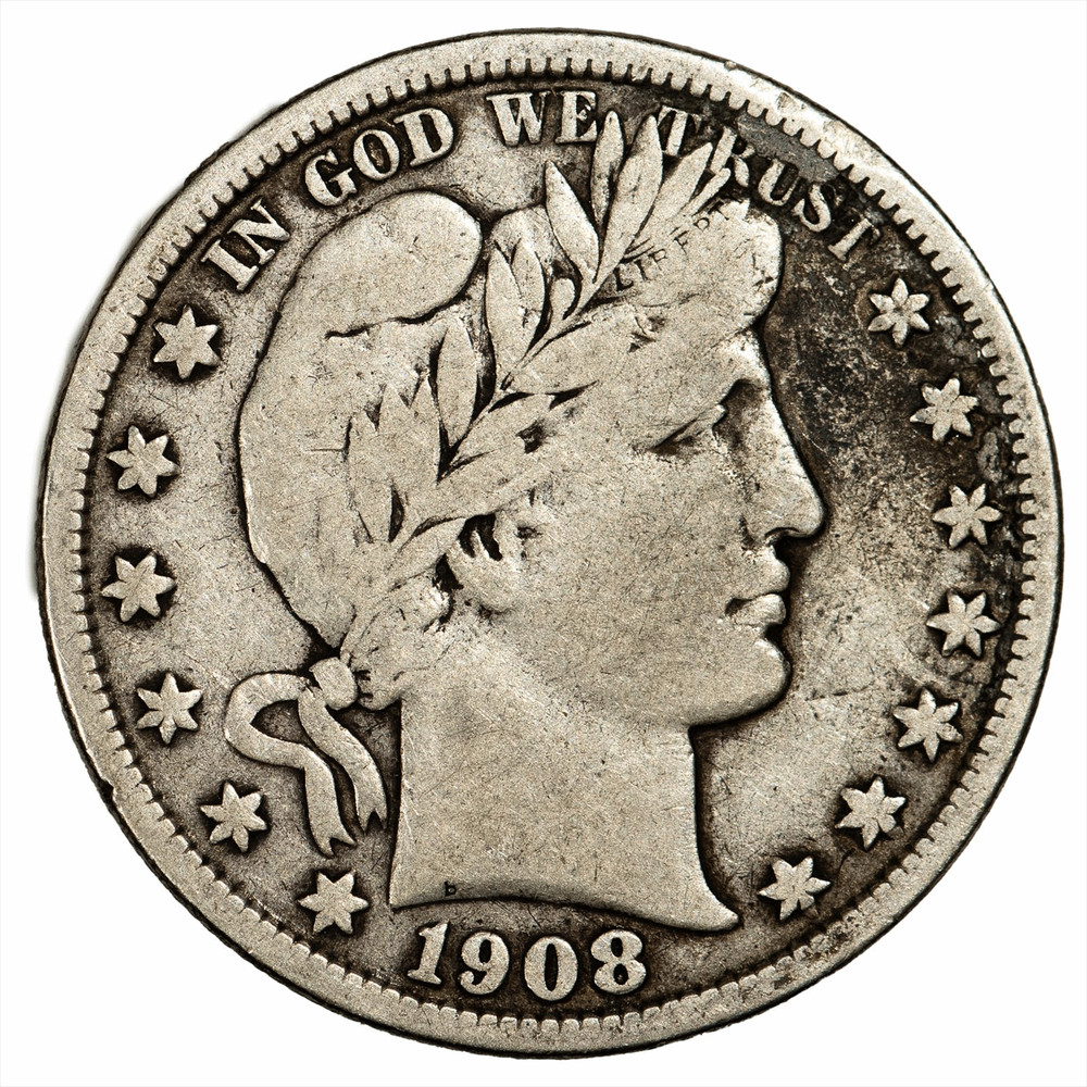 1908D Barber Half Dollar 50C Raw
