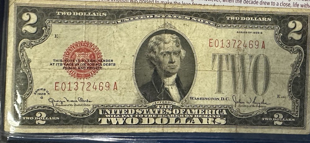 1928 Two Dollar Red Seal Note E01372469A