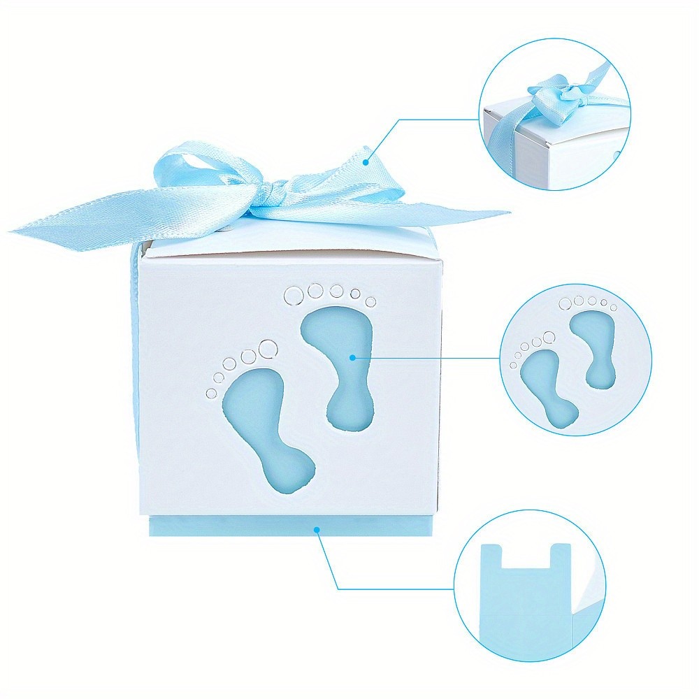 60sets Paper Gift box Wedding tion Folding boxes with Footprints Pattern Blue