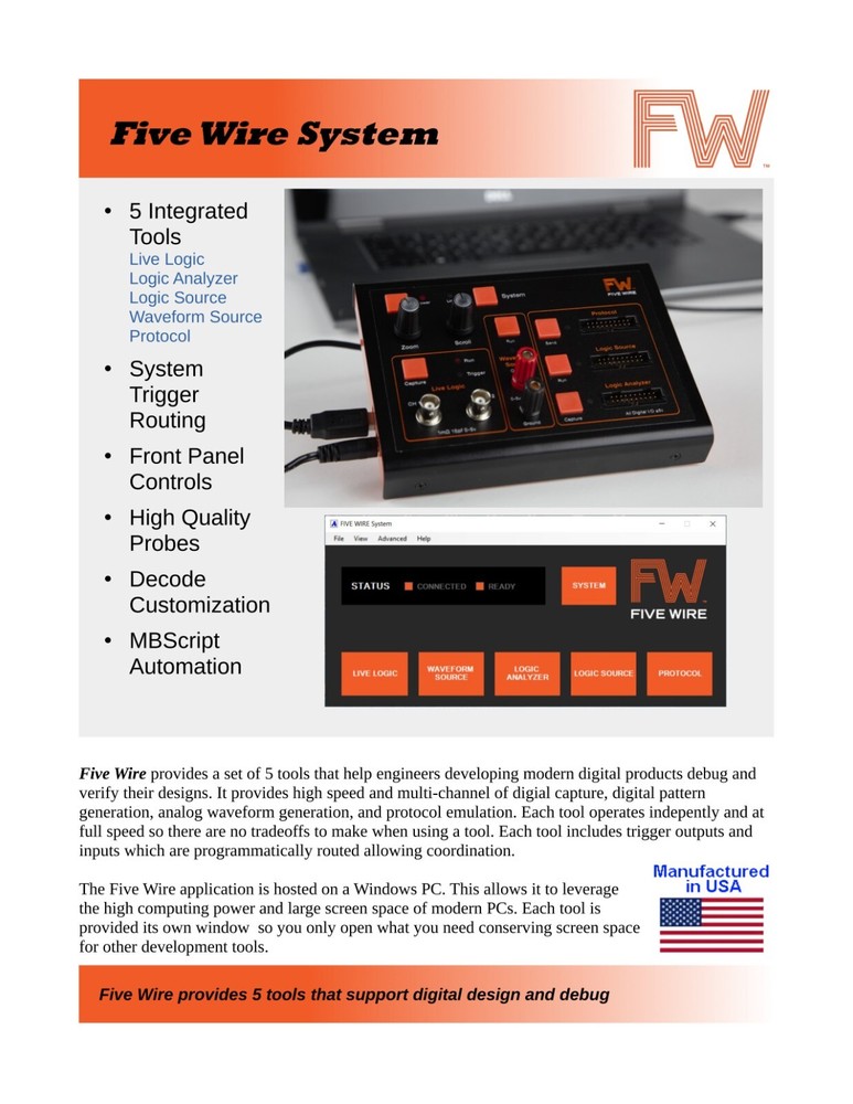FiveWire Logic Analyzer, Pattern Generator, Arbitrary Waveform Generator