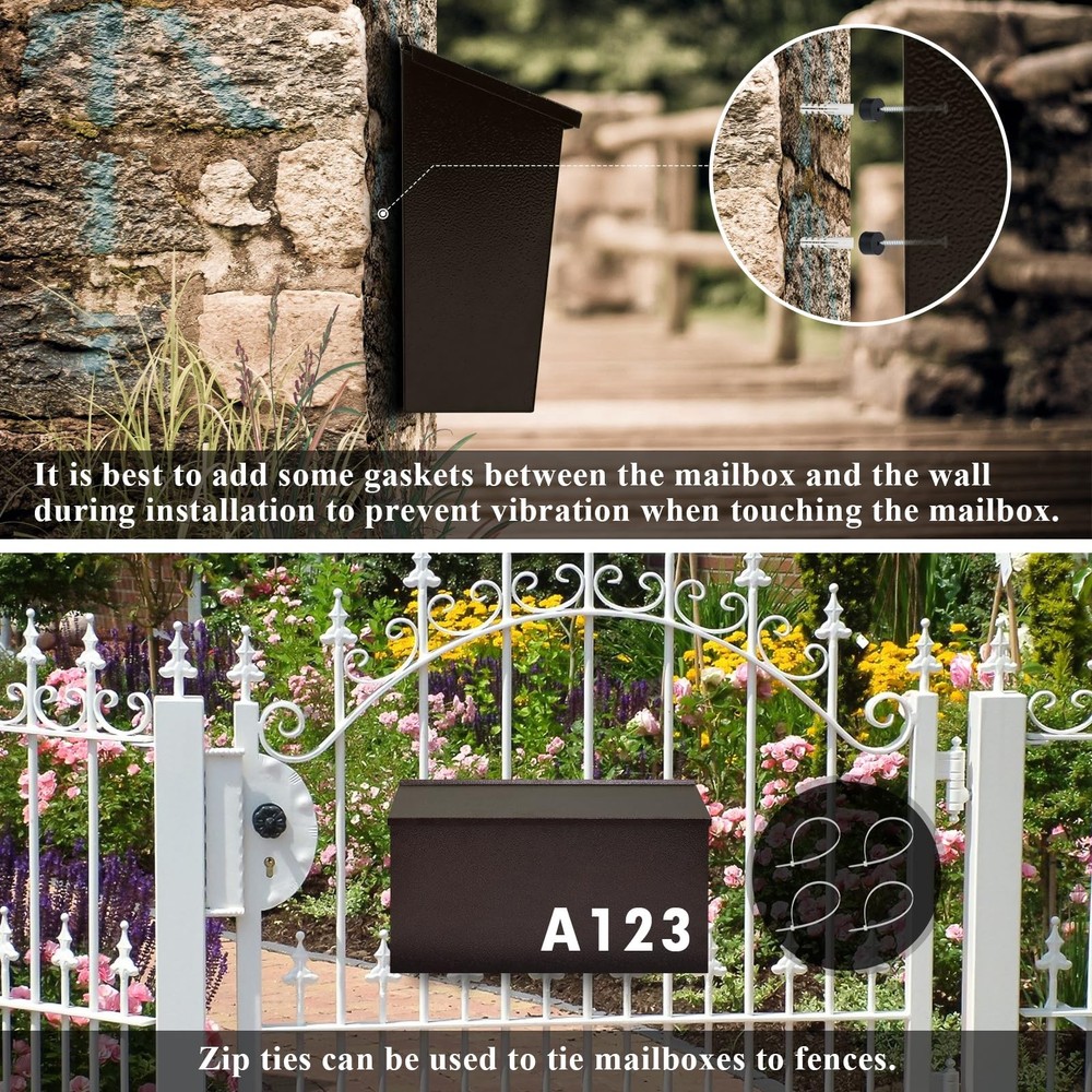 Dalmbox Wall-Mount Mailbox Large Mailbox for Post Rust-Proof Galvanized Steel Bo