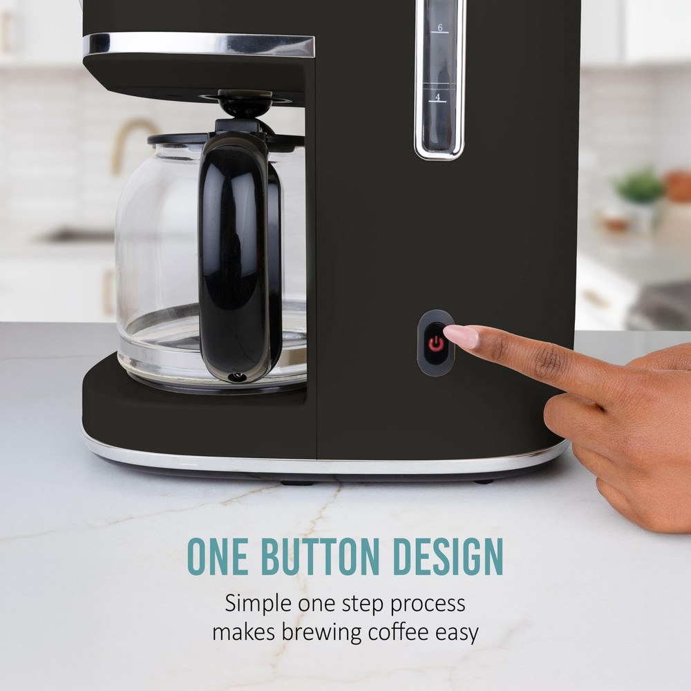 Nostalgia Classic Retro 10 Cup Coffee Maker - One-Touch Drip Brew, Black