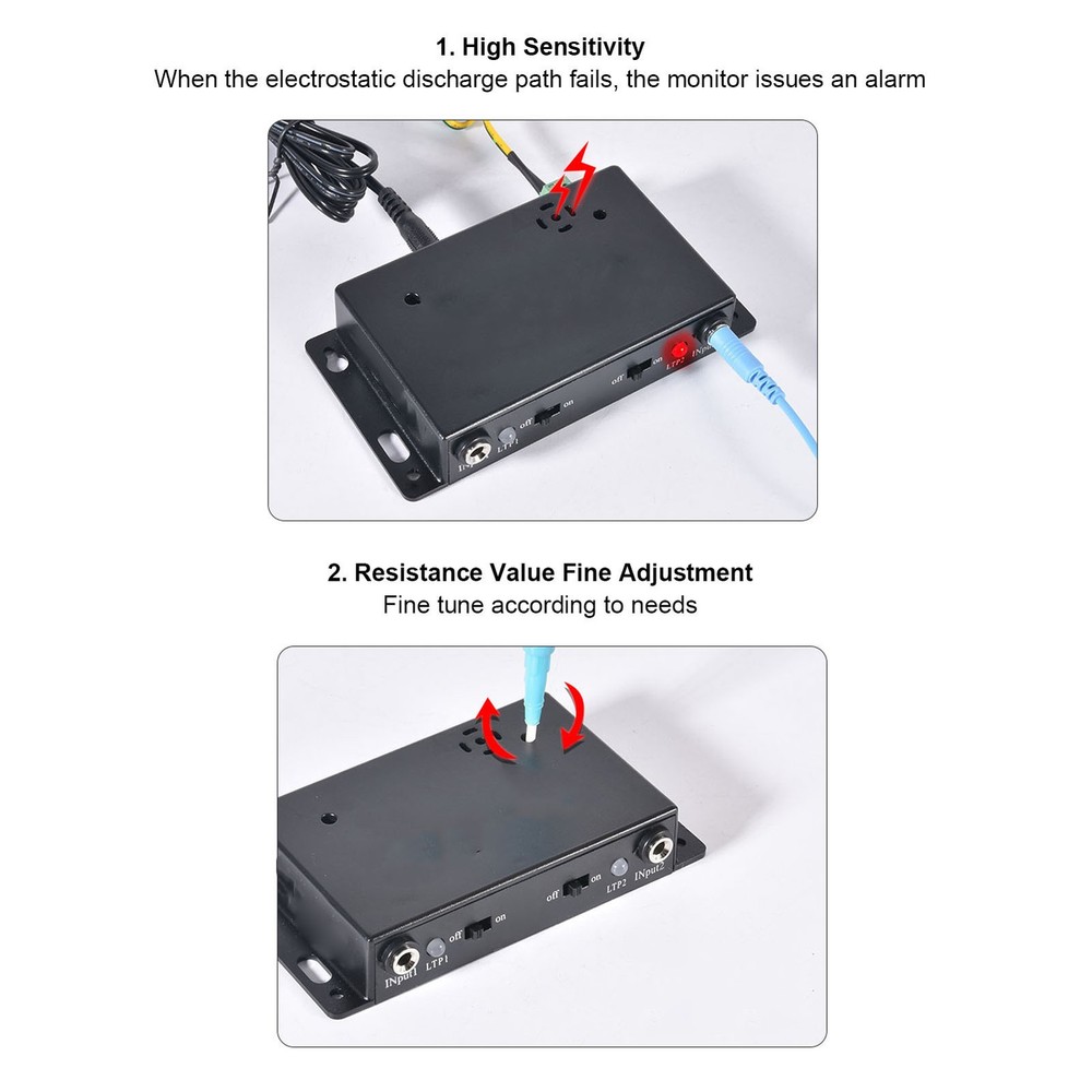 Double Station ESD Wrist Strap Tester Safe Operation For Operator Grounding For