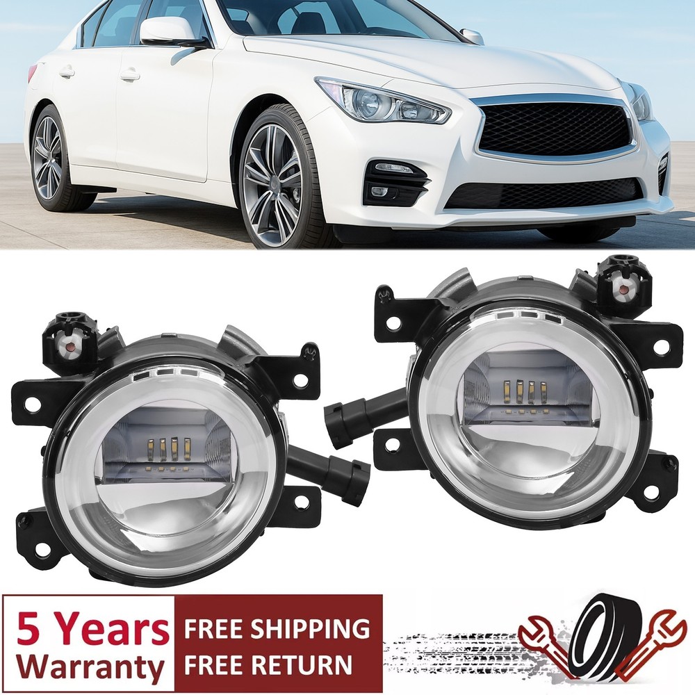 Front Bumper LED Fog Light Lamp LH&RH Pair For 2014-2020 Infiniti Q50 QX60 QX80