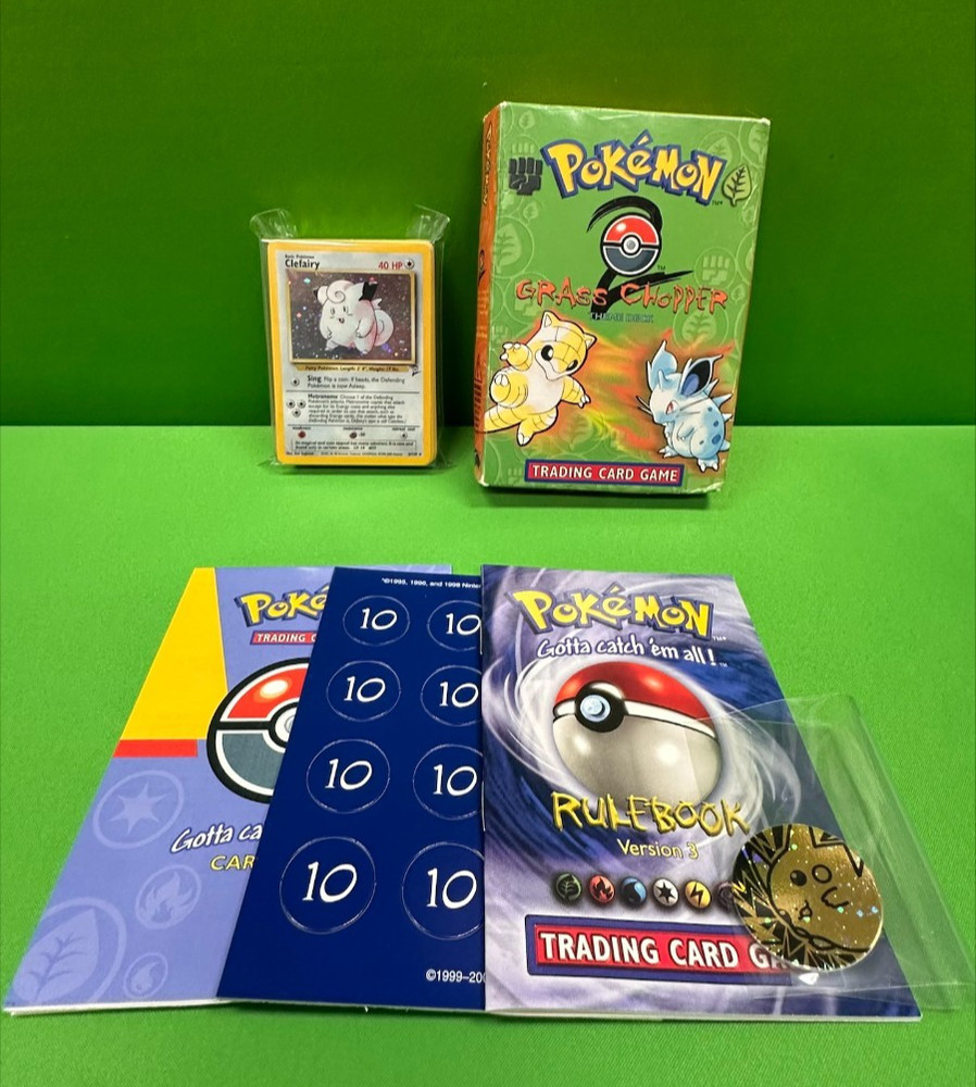 Pokémon Grass Chopper Full Theme Deck Base Set 2 1999 Complete Damaged Box