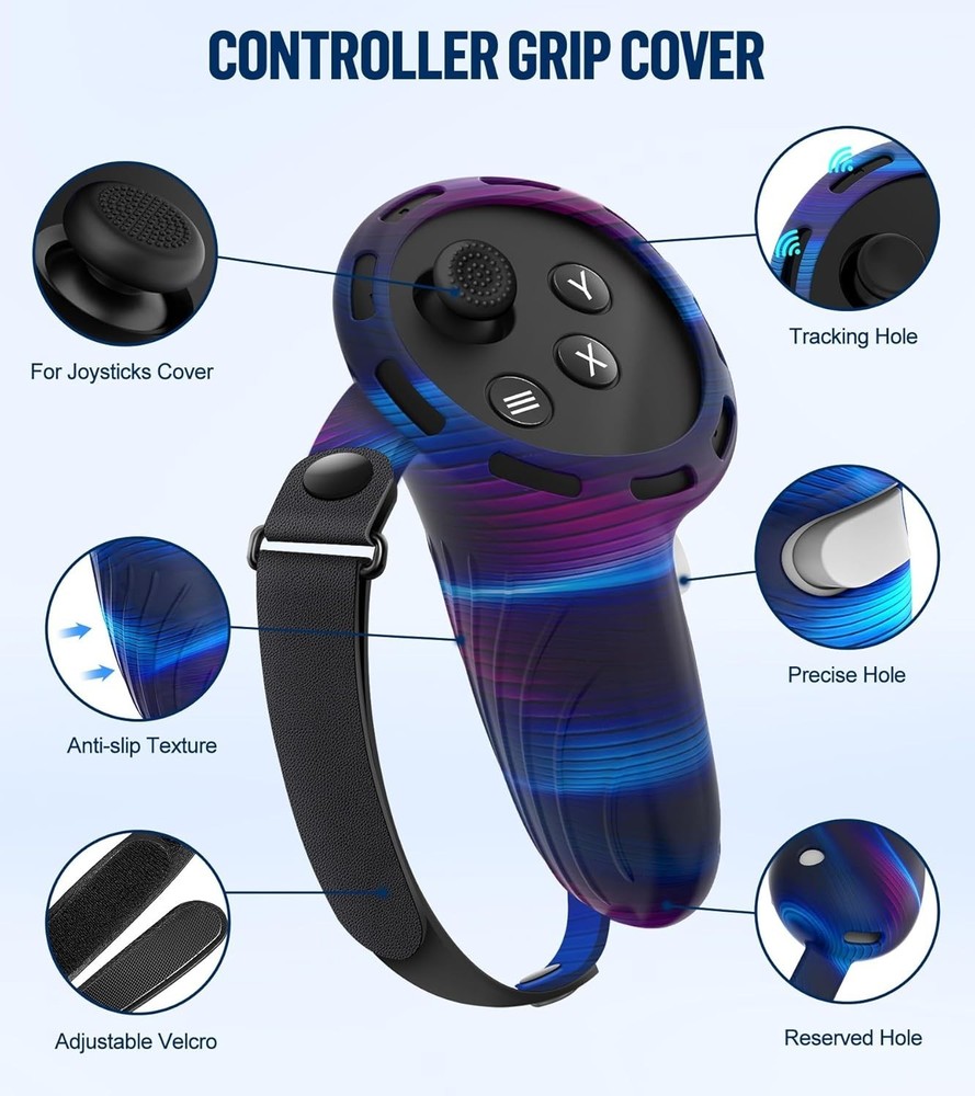 Silicone Cover Set Compatible with Oculus/Meta Quest 3, Touch Controller Grip...