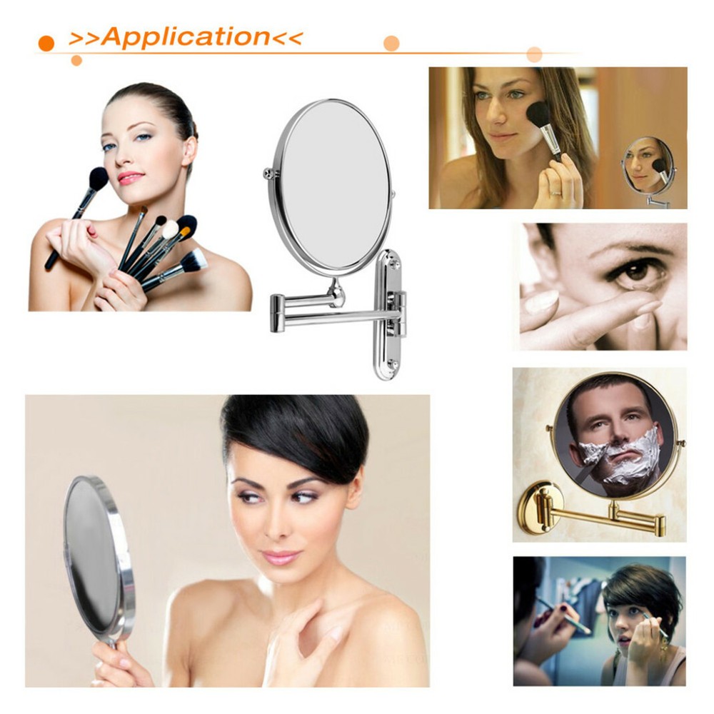 Saving Space Magnifying Wall Mount Makeup Mirror Closeup Two Sides Home Bathroom