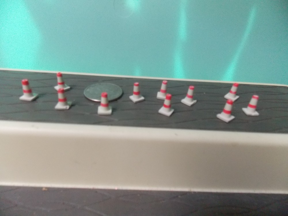 11 Tiny Red/White Traffic Cones   1/4 inch
