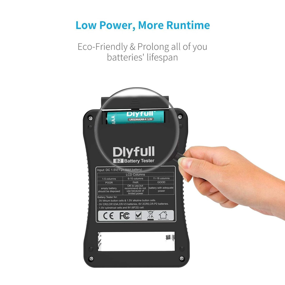 Battery Tester, LCD Display Universal Battery Checker for AA AAA C D 9V