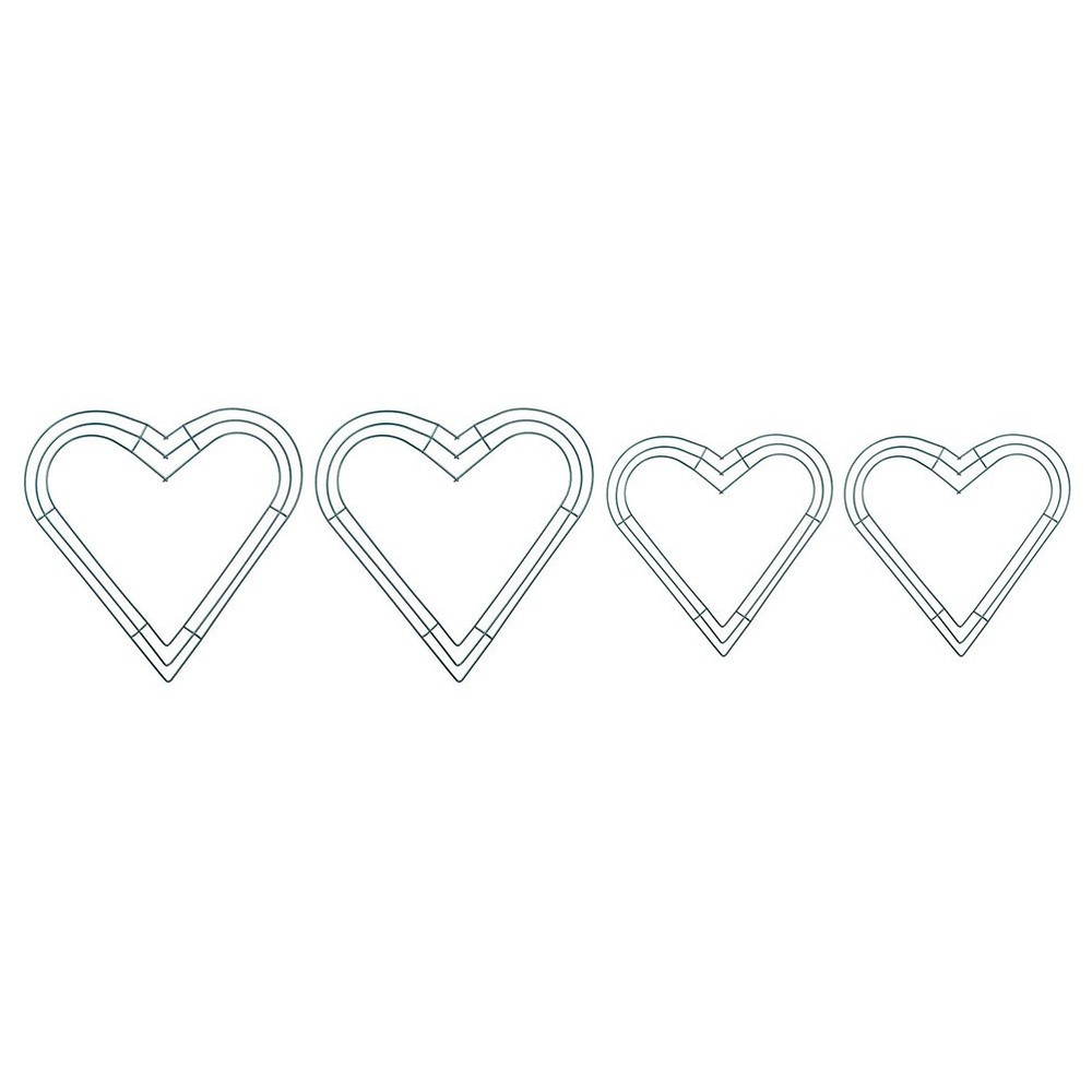 4 Pcs Heart Wreath Form Wire Frame Hanging Floral Making