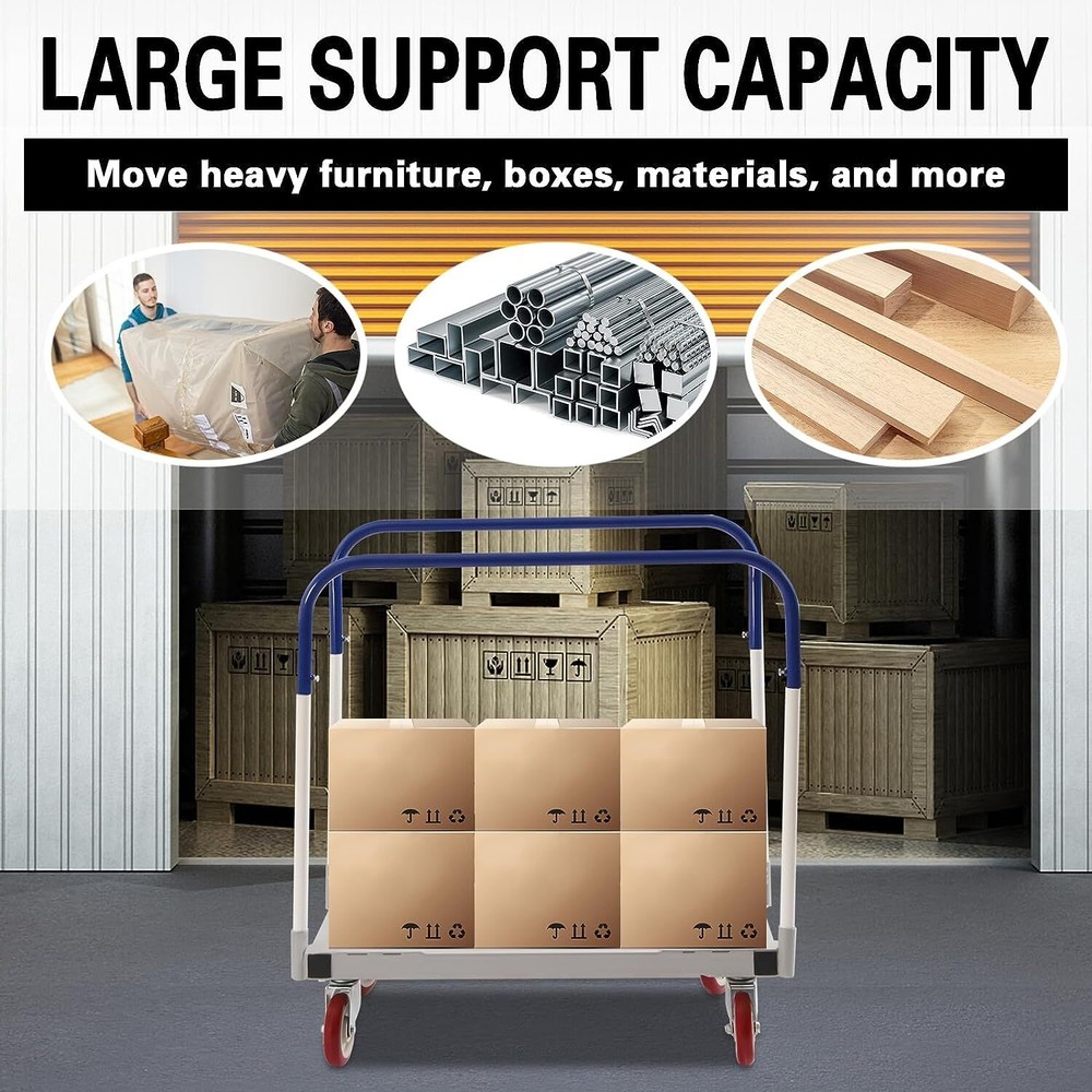 Professional Panel Cart Dolly Rectangular Low Noise with 5 inch Casters 1500 lbs