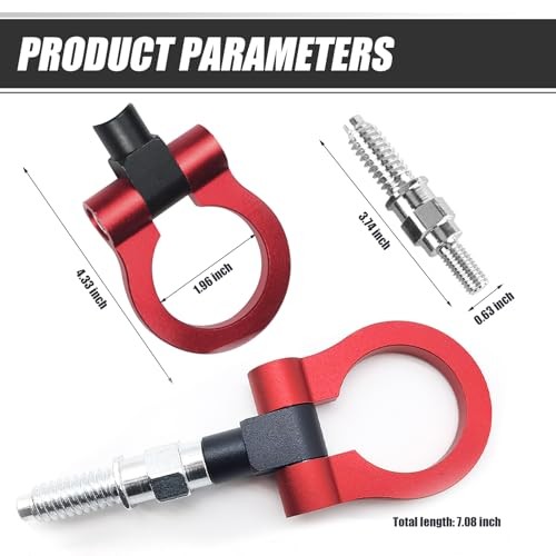 Car Front Bumper Tow Hook, European Thread Specifications Waterproof 1 PC Red