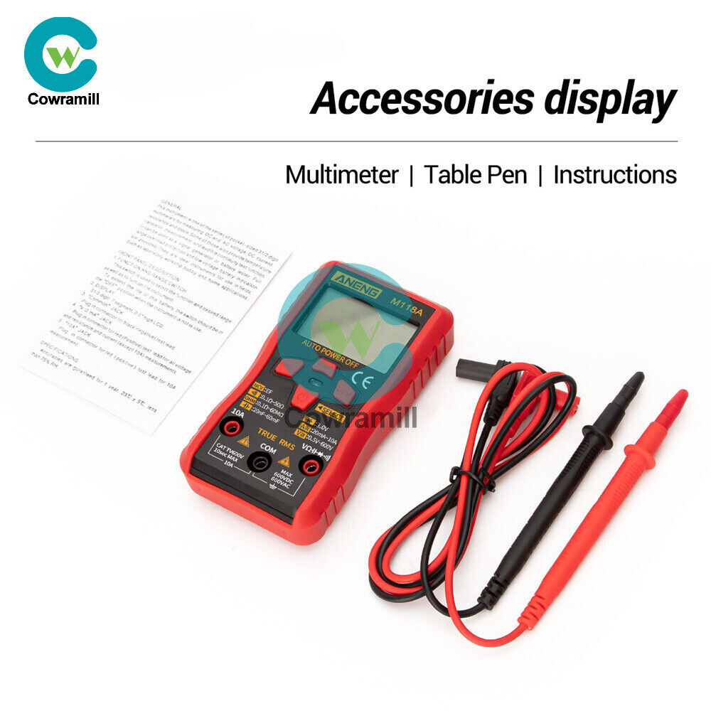 Digital Multimeter AC DC Voltmeter Ammeter Ohmmeter Volt Tester Meter M118A