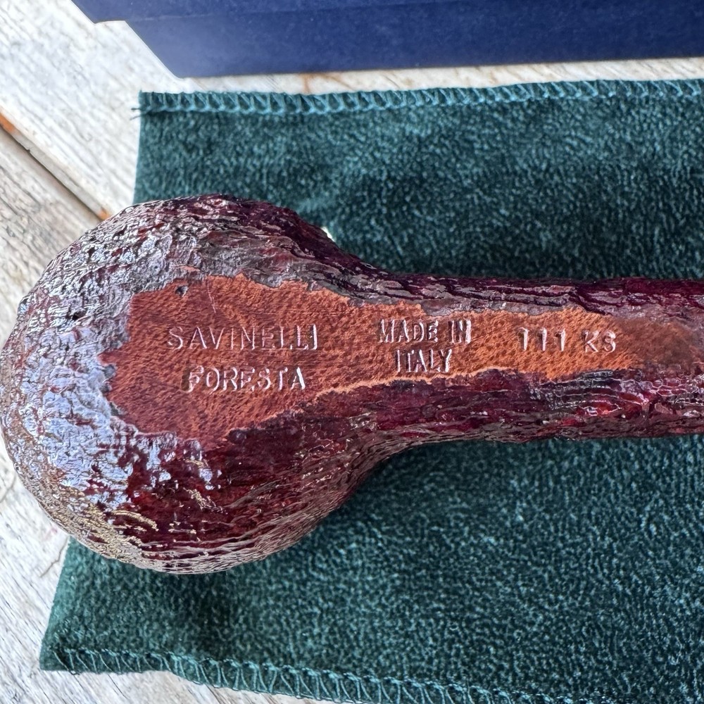 Savinelli Foresta Rusticated Brown Billiard (111 KS) 6mm Filter Pipe - New
