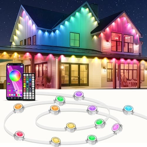 Permanent Outdoor Lights, Smart RGB Eave Light with Color Changing, 500FT