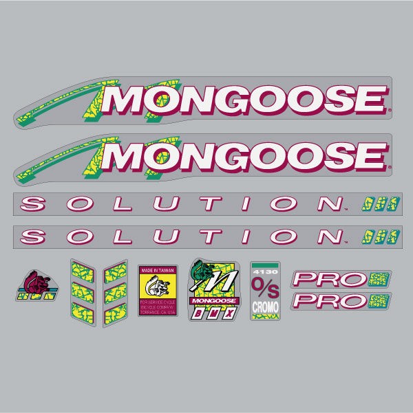 Mongoose - 1991 Solution FOR BLUE FRAME Decal set - old school bmx