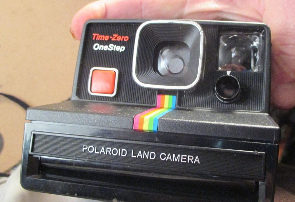 Polaroid OneStep Time-Zero Black Rainbow Stripe Land Camera