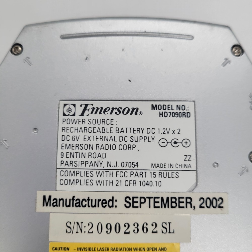 Emerson - HD7090RD Portable CD Player - Red Untested READ