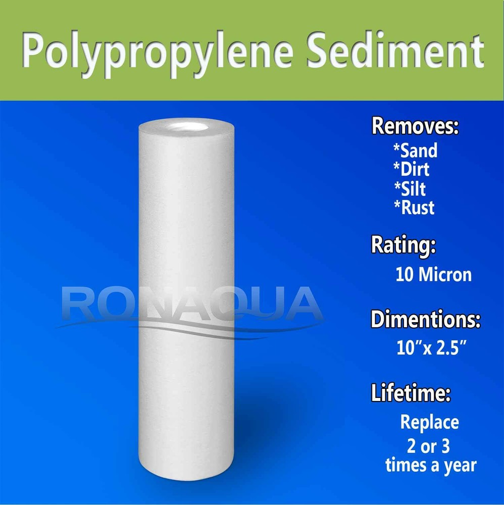 1 Sediment 10 Micron Water Filter Cartridge 2.5" x 10" for Reverse Osmosis