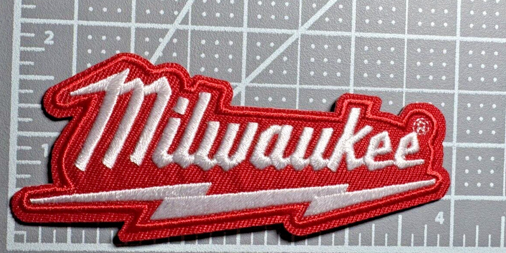 Milwaukee Tools Red 4in Embroidered Iron-on Patch