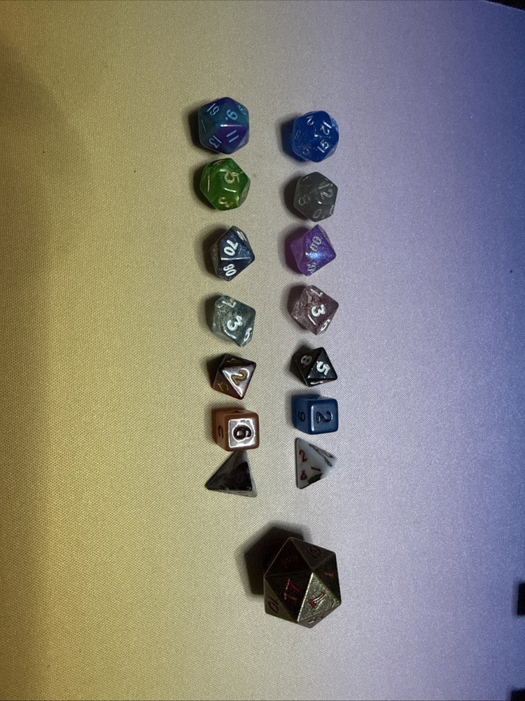 2 Full Sets Of Mini D&D Dice