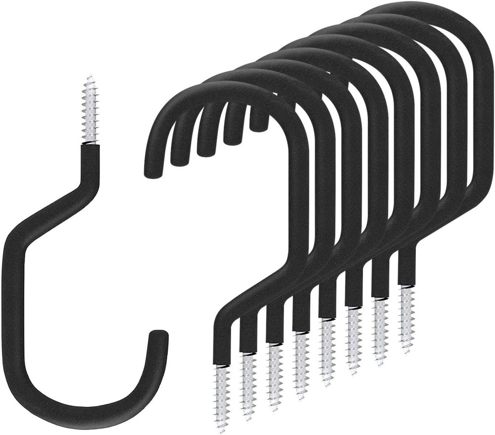 8-Pack Heavy-Duty Galvanized Bike Storage Hooks - Rubber Coated for Ceiling Use