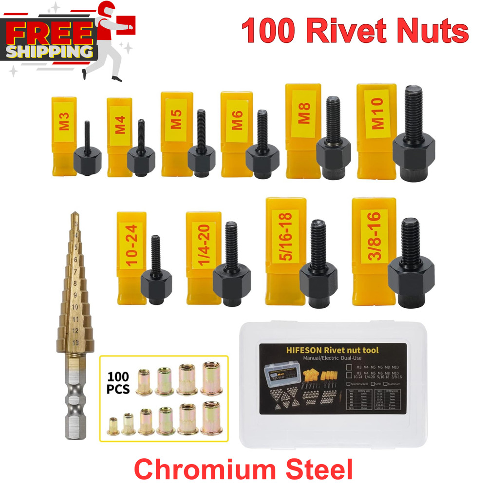 Rivet Nut Tool, Hand Nuts Riveter, Rivnut Tool with Metric and SAE, Rivet Nut