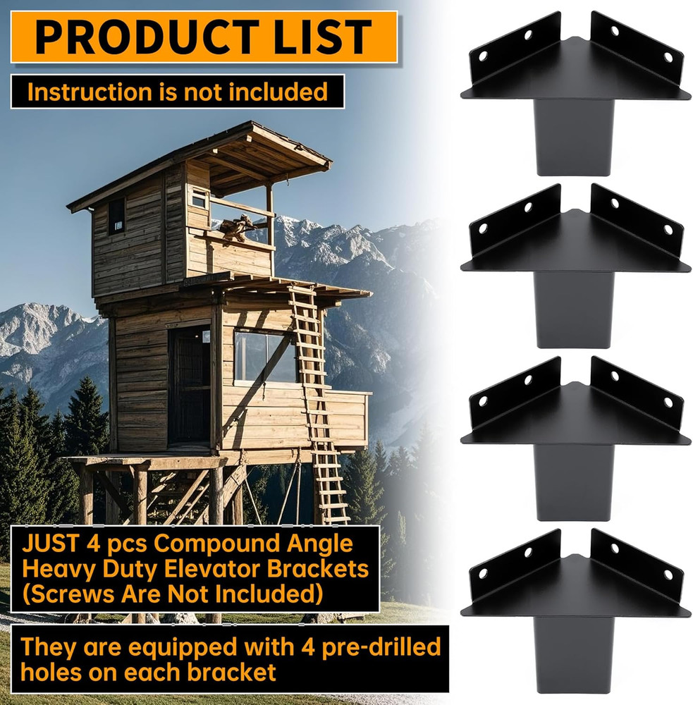 Deer Stand Brackets 4X4 Deer Blind Brackets, 4Pcs Compound Angle Platform Bracke