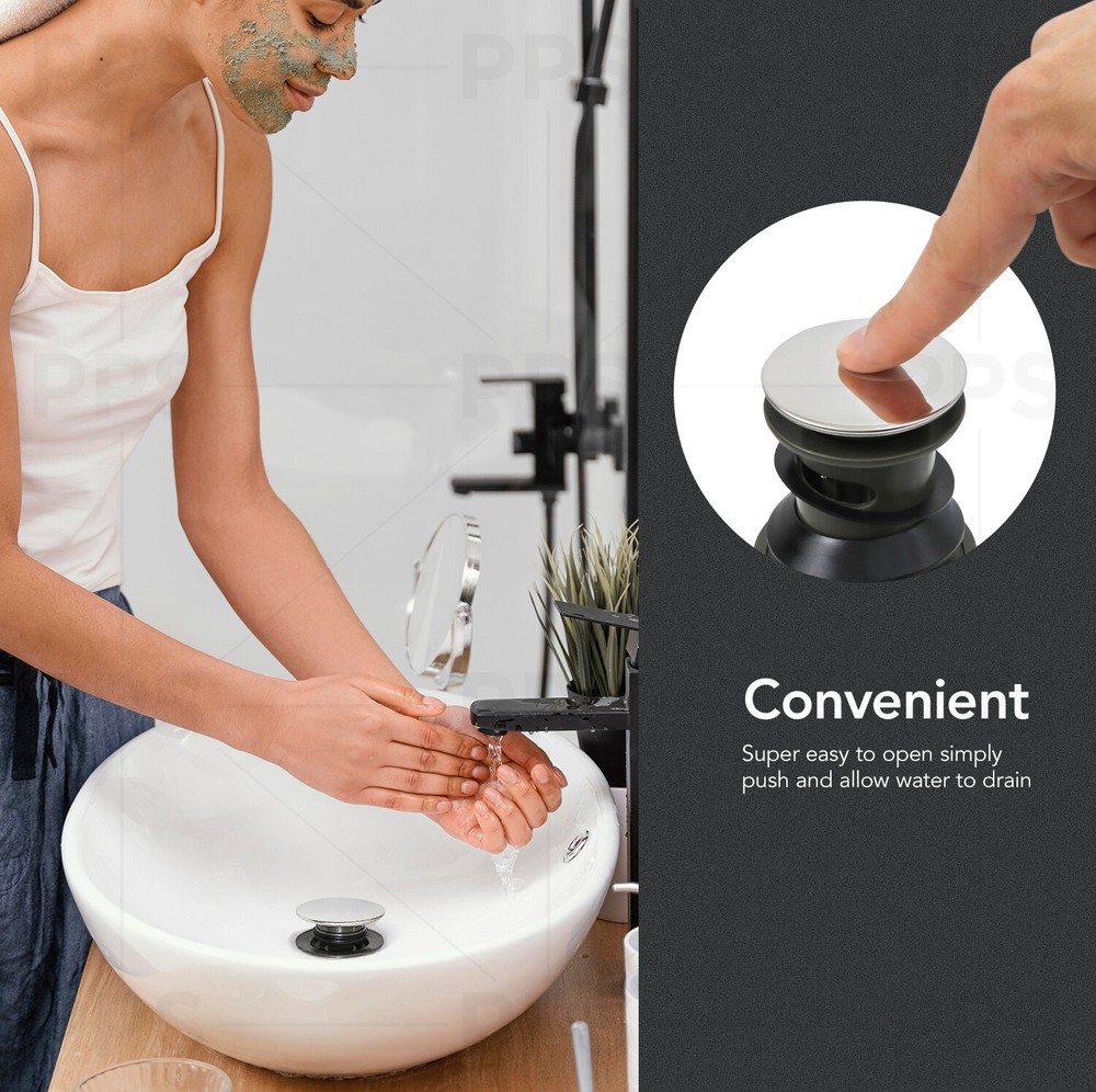 Bathroom Sink Pop-Up Drain Assembly with Overflow for vanity, Chrome