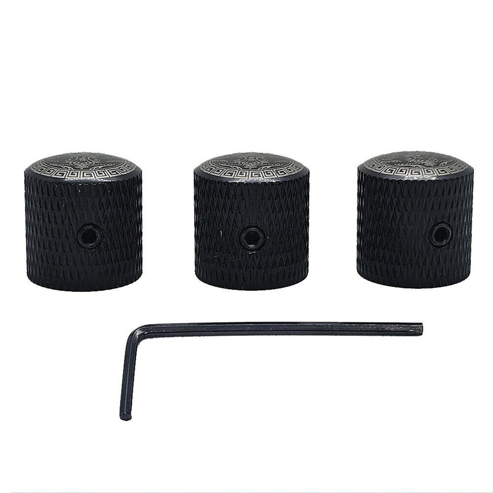 3Pack Metal Electric Guitar Volume Tone Control Dome Knobs Potentiometer Caps