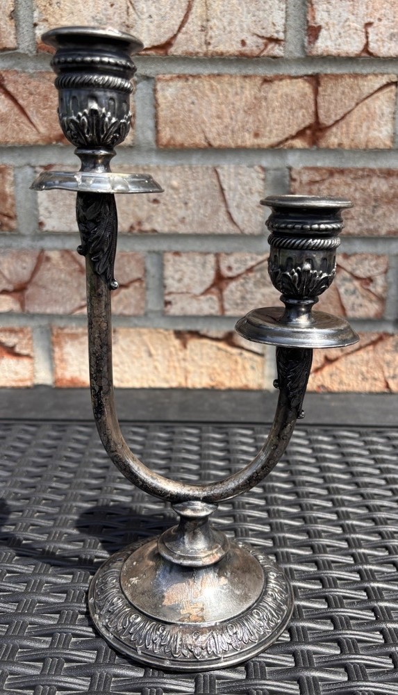 Vintage Silver Plated Double Candlestick Elegant D6132