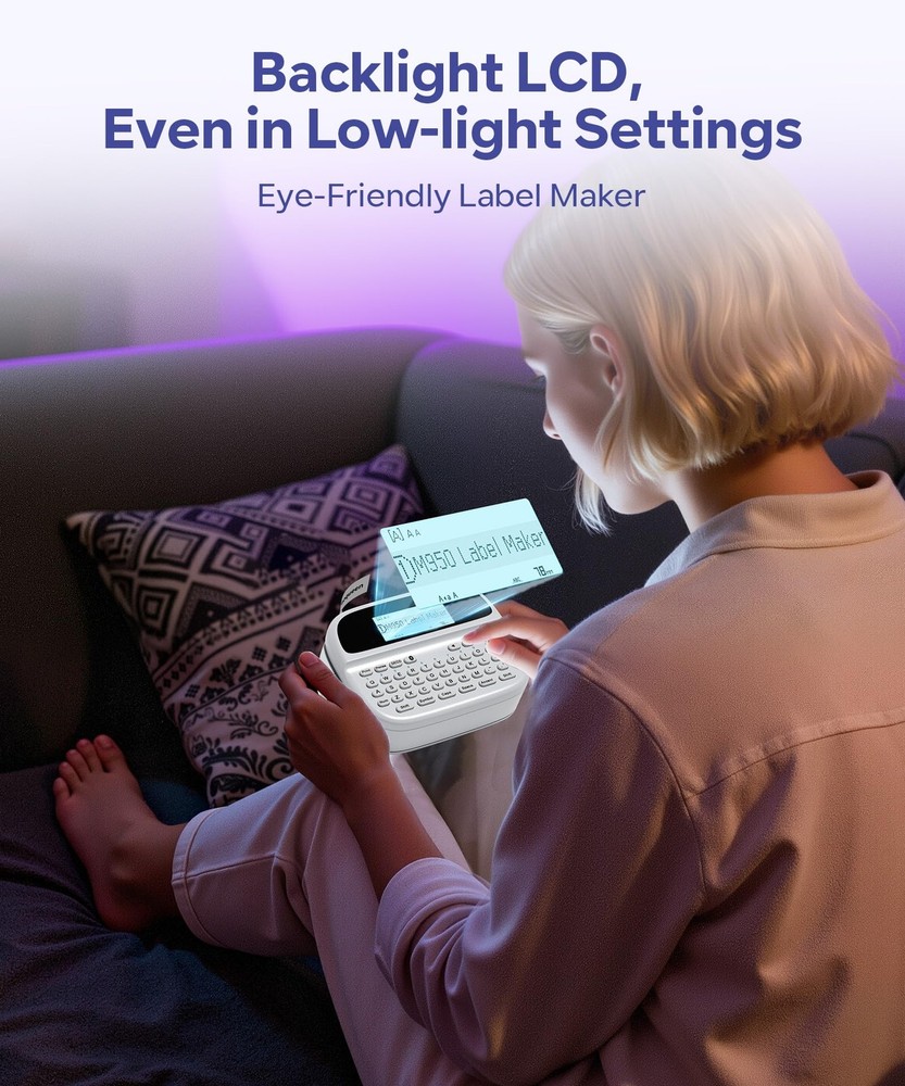 Label Maker Machine with Tape, Rechargeable Backlit Bluetooth Labelmaker, for...