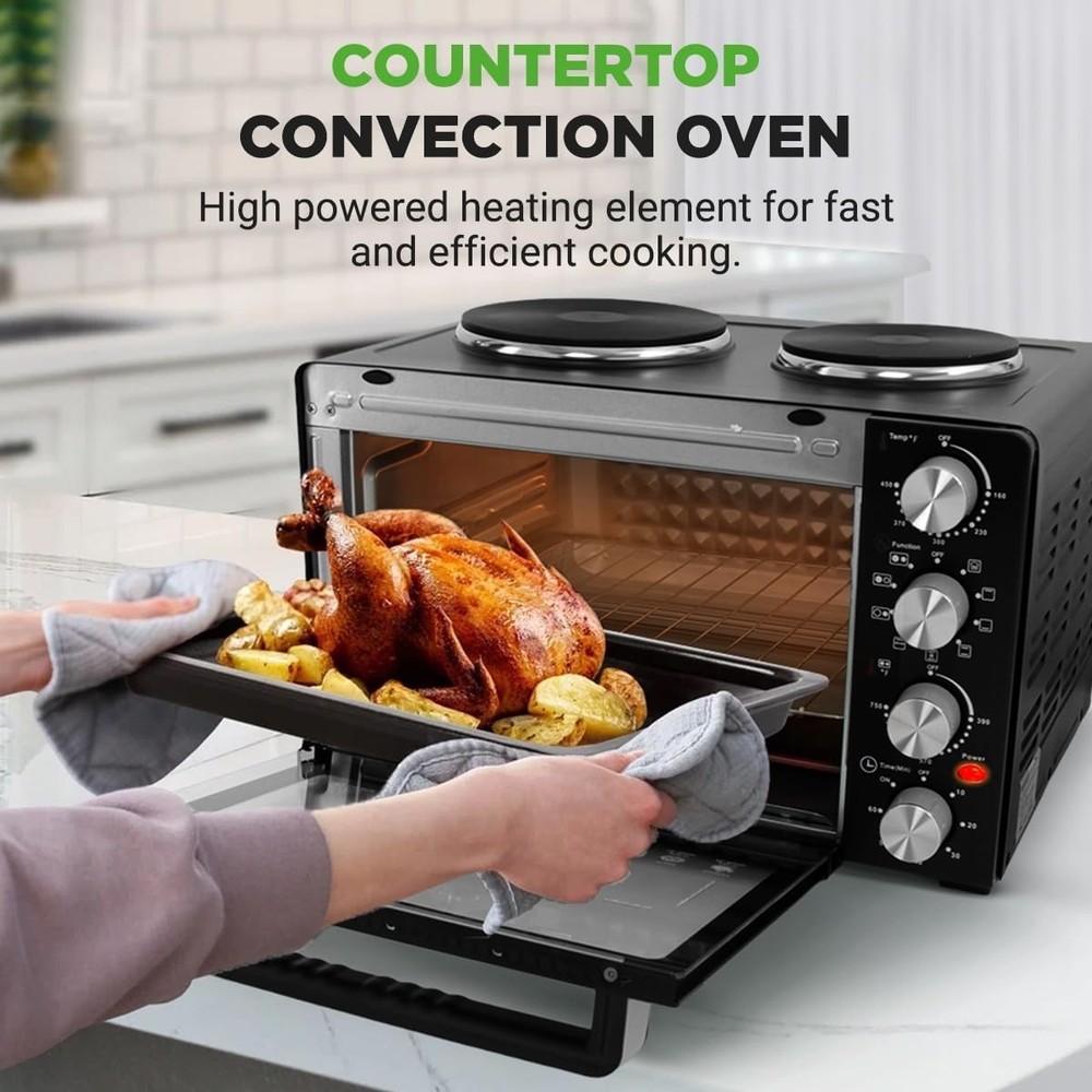 Versatile 1500 Watt Kitchen Oven with 7 Cooking Functions - Easy Clean Features