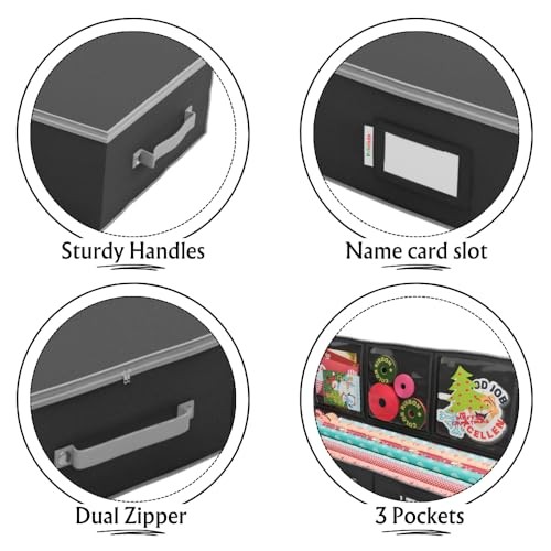 Wrapping Paper Storage Container | Gift Wrap Organizer Under Bed | Black