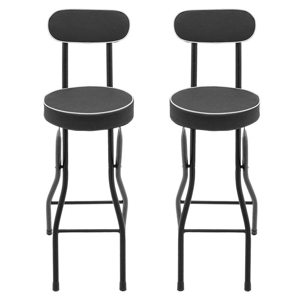 2PCS High Chairs Bar Stool Portable Folding Stool Cushioned Padded Folding Stool