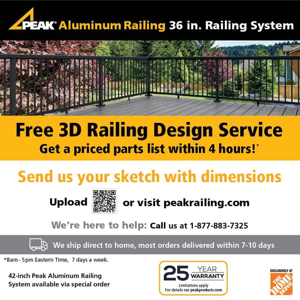 Peak Aluminum Decking Glass Panel Kit UV Protected Rail Post Exterior Clear