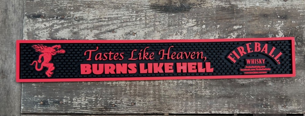 Fireball Whisky Bar Rail Mat, 24’’x3.5’’