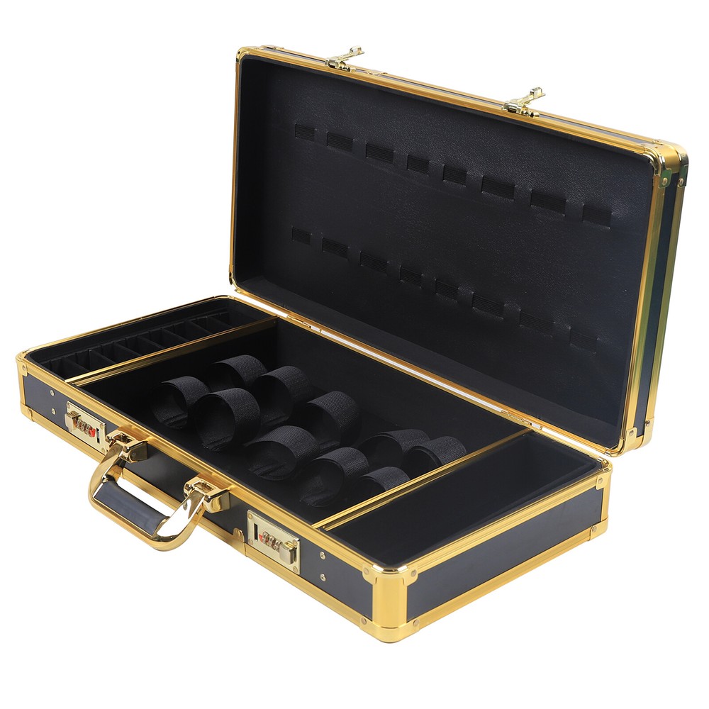 Large Barber Suitcase Carrying Case Clipper Trimmers Tool Storage Organizer Gold