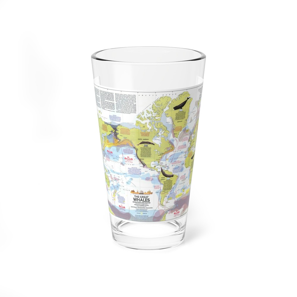 Great Whales, Migration and Range (1976) (Map) Pint Glass 16oz
